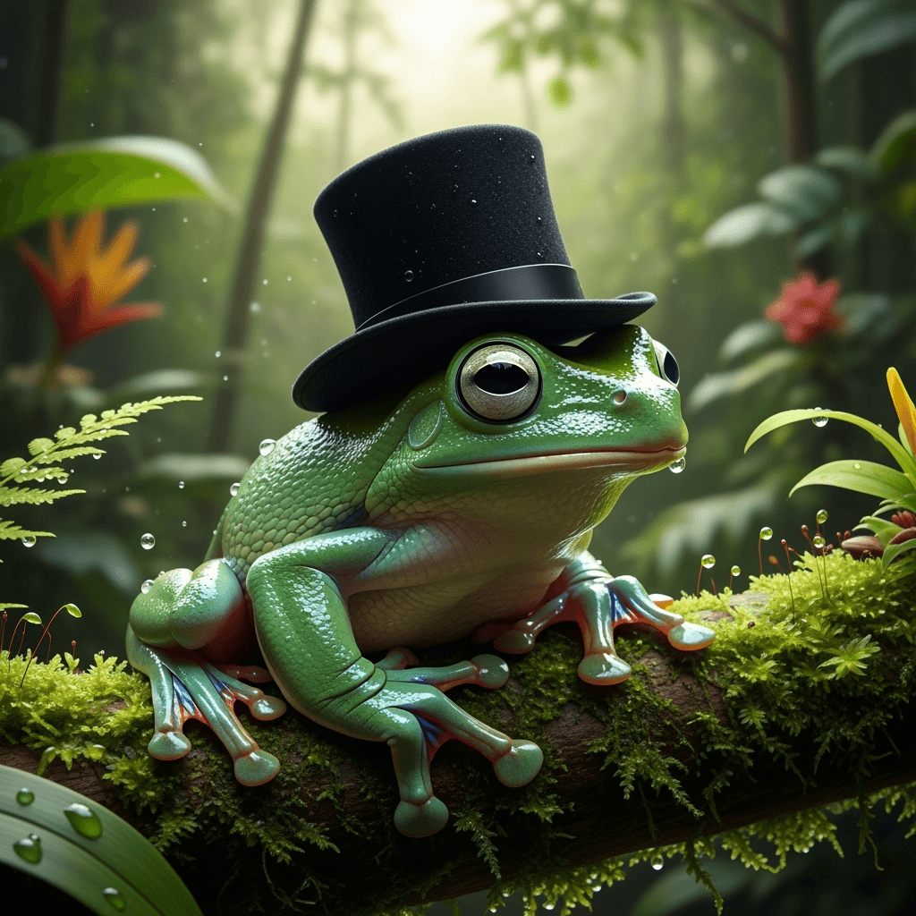 Photorealistic Tree Frog Top Hat Stock Image